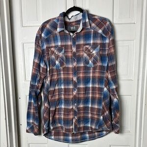 BKE Plaid Button-Up Shirt Red blue Size X-Large